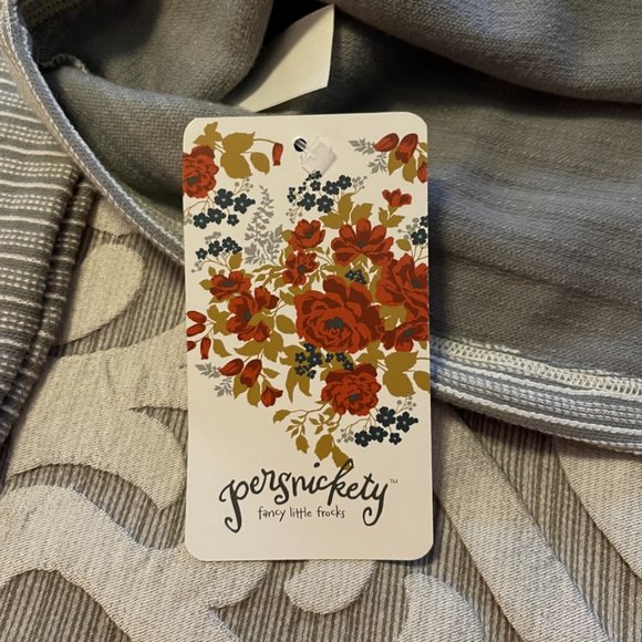 Persnickety Grey Striped Floral Lou Lou Top Girls Size 10 NWT! - Picture 6 of 9